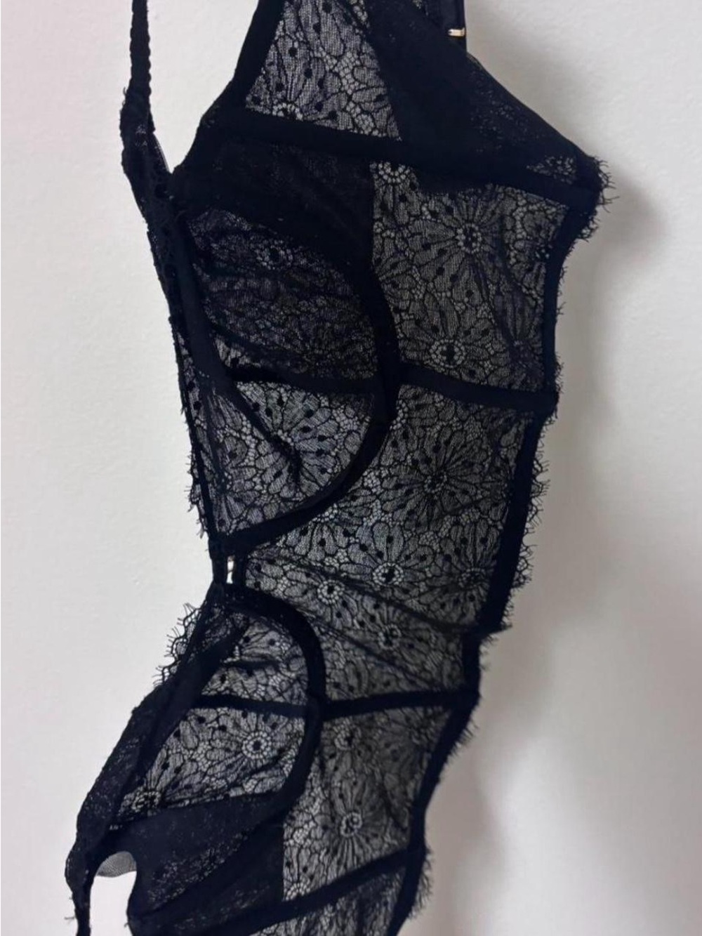 Victoria's Secret Black Floral Lace Bodysuit